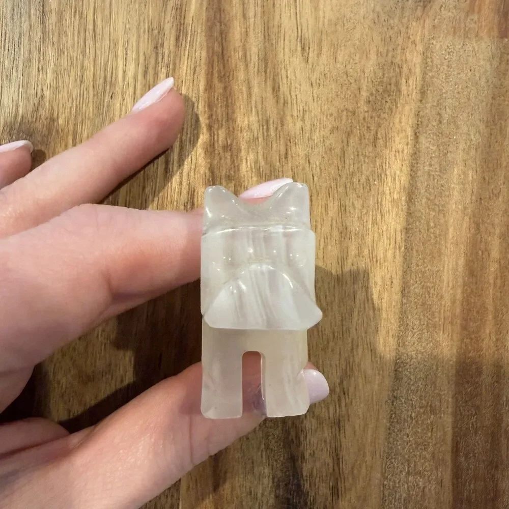 Vintage Marble/Quartz Stone White Scottish Terrier Scottie Trinket Figurine Mini